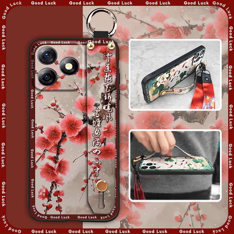 Silicone Fashion Phone Case For Ulefone Note18 Ultra Dirt-resistant Durable Lanyard Protective Back Cover Ring Kickstand