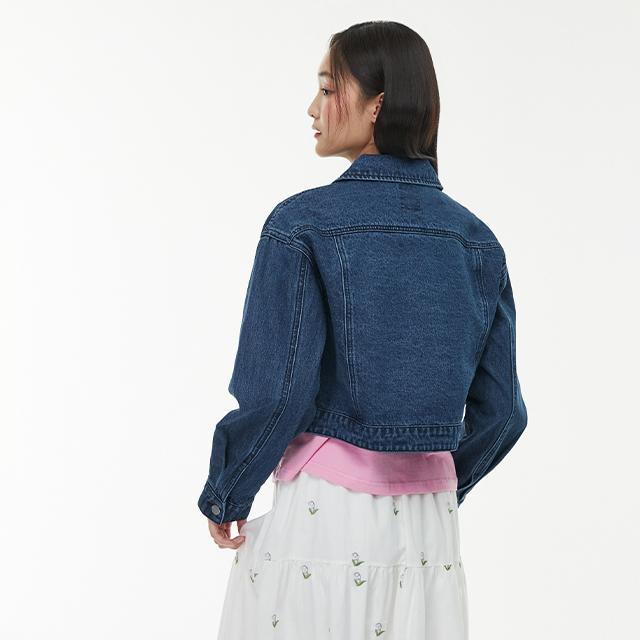 Lap Basic Out-Pocket Crop Denim Jacket Aq1Dz260