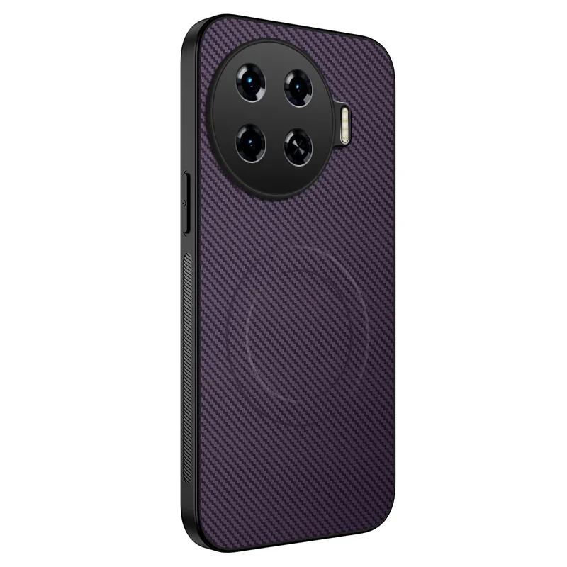 Magnetic Silicone Case For Tecno Spark 20 Pro Plus 20C 4G Wireless Charging Carbon Fiber PU Anti-Drop Soft Cover Phone Cases