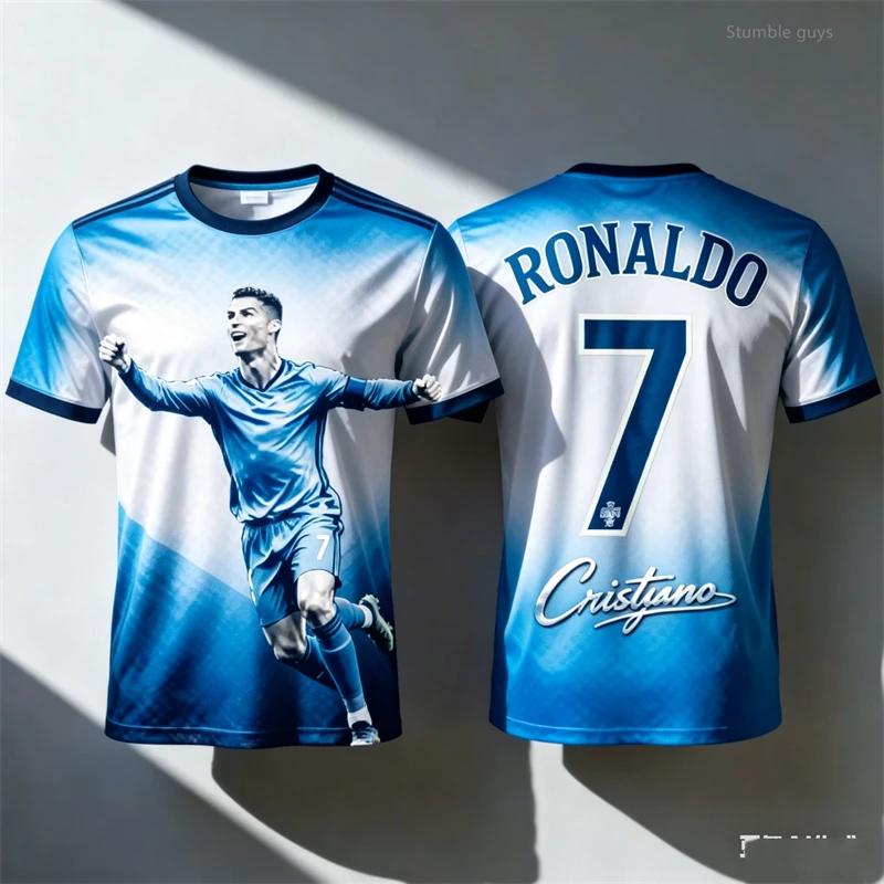 Ronaldo 7 Football Jersey Casual Short Sleeve Summer Tshirt Kids Boys Clothes Kids Leisure and Outdoor Sports Wear
