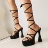 Fashion Summer hot girl sandals square toe open toe high water platform straps two wear women's high heels large size
