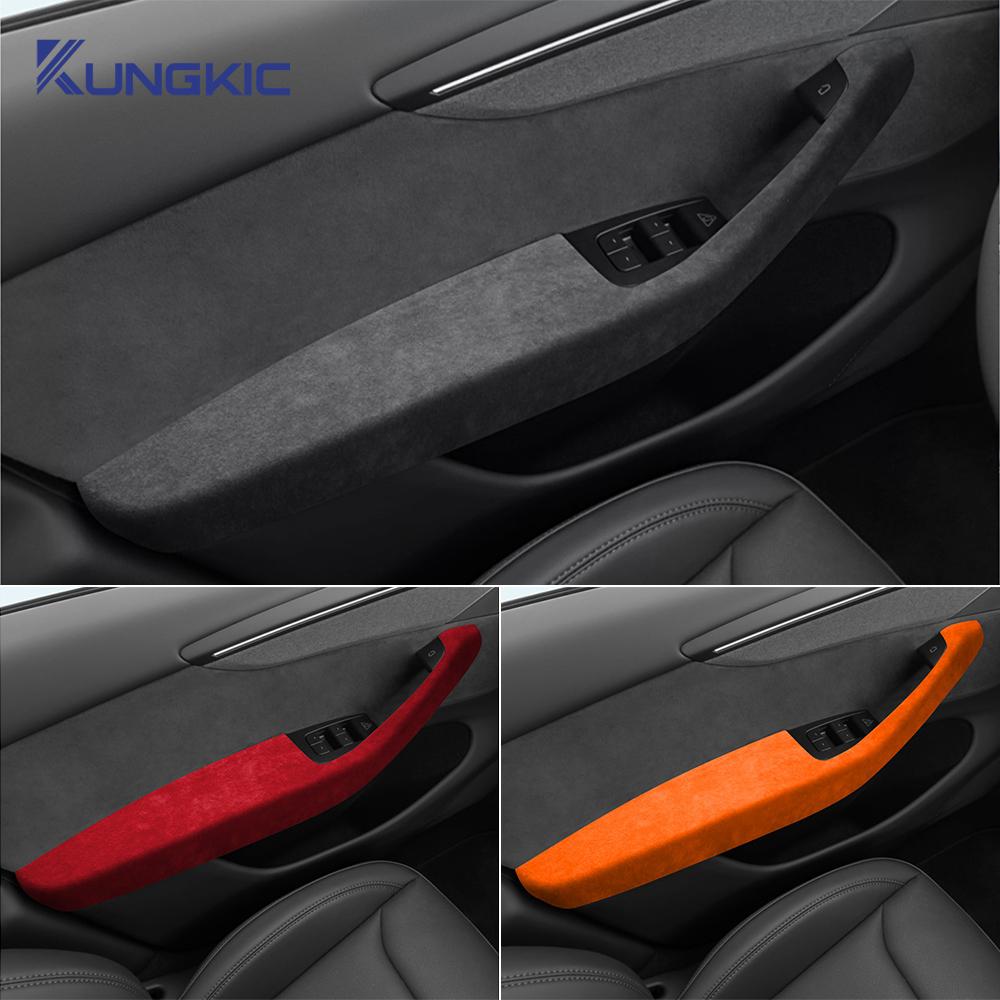 Suede Door Armrest Panel Trim Cover for Tesla Model Y Juniper 2025-2026 (4PCS) LHD RHD Interior Mouldings