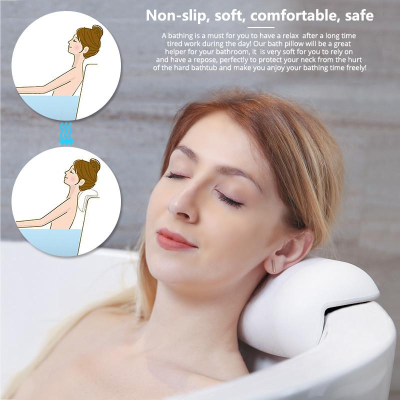 Waterproof Bath Pillow With Suction Cups For Spa And Home Bathroom Use