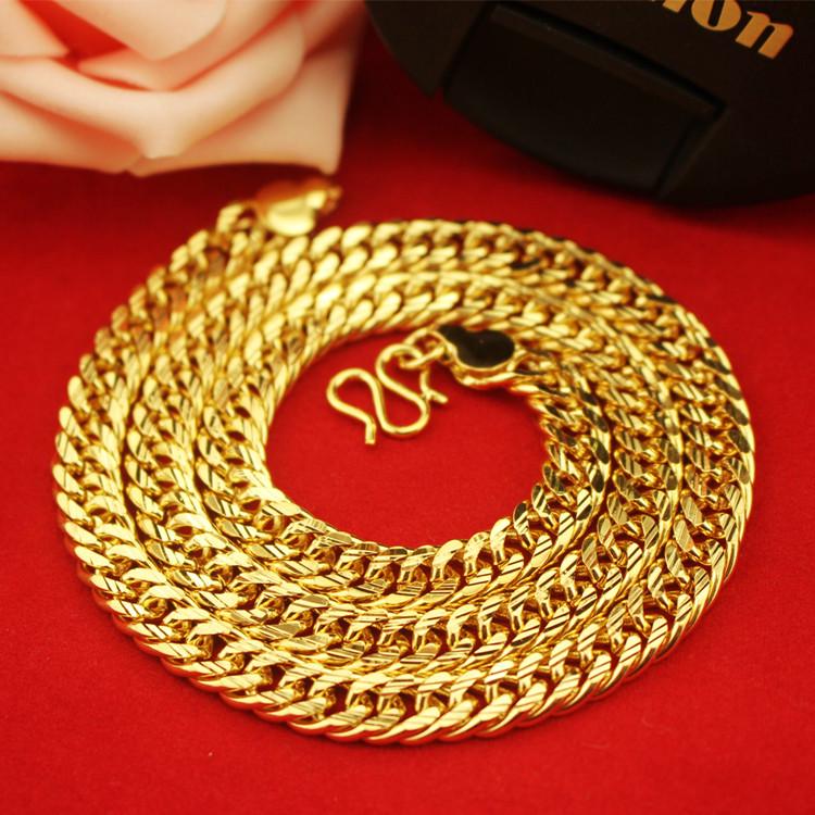 Durable Copper-Plated Gold Necklace, Sand Gold Design, Consistent Color, Masculine and Imposing, Fire-Tested for Quality.