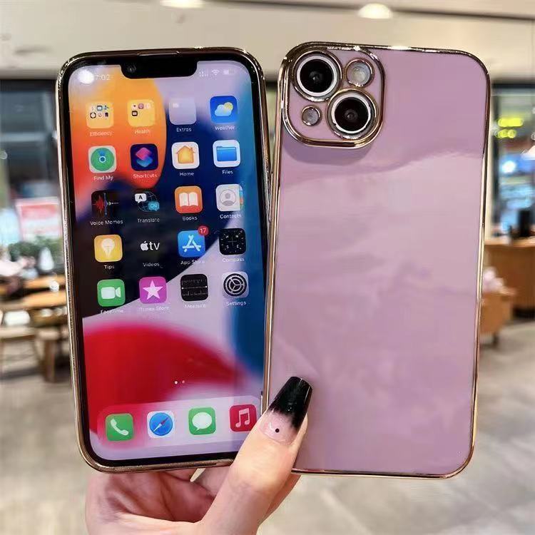 Suitable for Apple 14PRO Phone Case, Straight Edge 6D Electroplated 15Promax Full Cover Anti-drop Fine Hole Xsmax Protective Case
