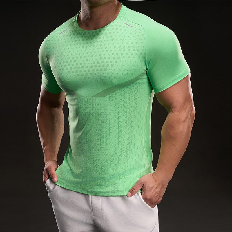 023103 Summer 2025 American Casual Short-sleeved Fashion Sporty Elastic Fitness Outdoor Round Neck T-shirt for Men