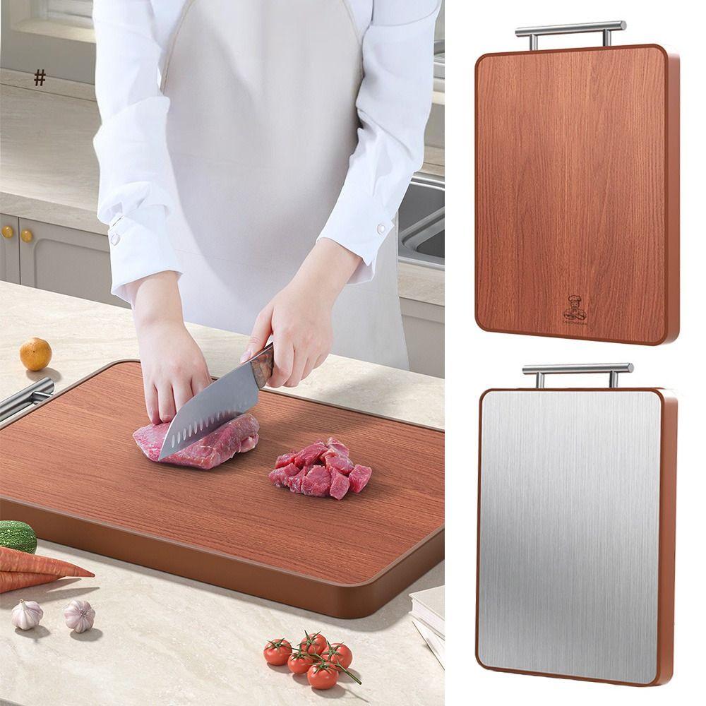 Stainless Steel Double-sided Chopping Board Antibacterial Mildew-proof Cutting Board Ebony Rust Proof Chopping Block