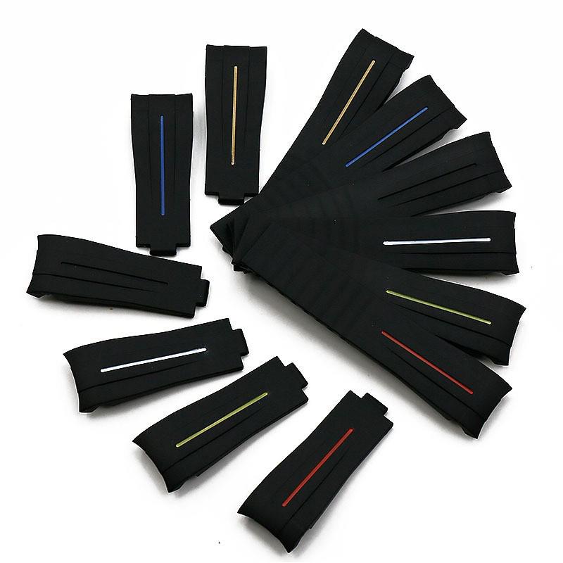 Schwarz/Grünes Kautschukarmband für Rolex Submariner, Daytona, Yacht-Master, GMT, Explorer - Herren 20mm/21mm