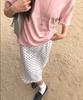 Seuteulaipeumagalin Lettering Pigment Off-Shoulder Vintage T-Shirt Pink
