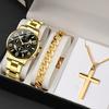 Watch 3-Piece Set Watch Men'S Watch Steel Belt Watch Quartz Watch Sports Men
