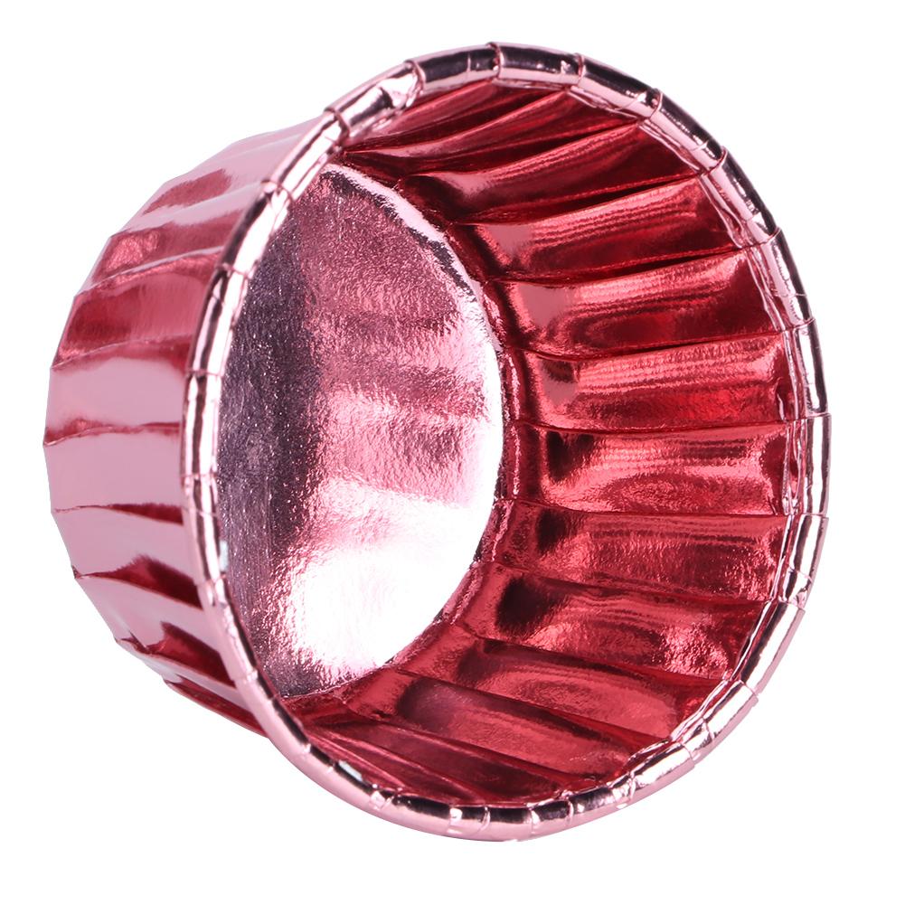 50 Stück Doppelseitige Gerollte Papierbecher Hitzebeständige Gebäck Backen Kuchenbecher für Muffin Kuchen(Rose