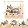 Cute Gray Lying Posture Husky Plush Doll Toy For Playroom Decor And Gift Idea