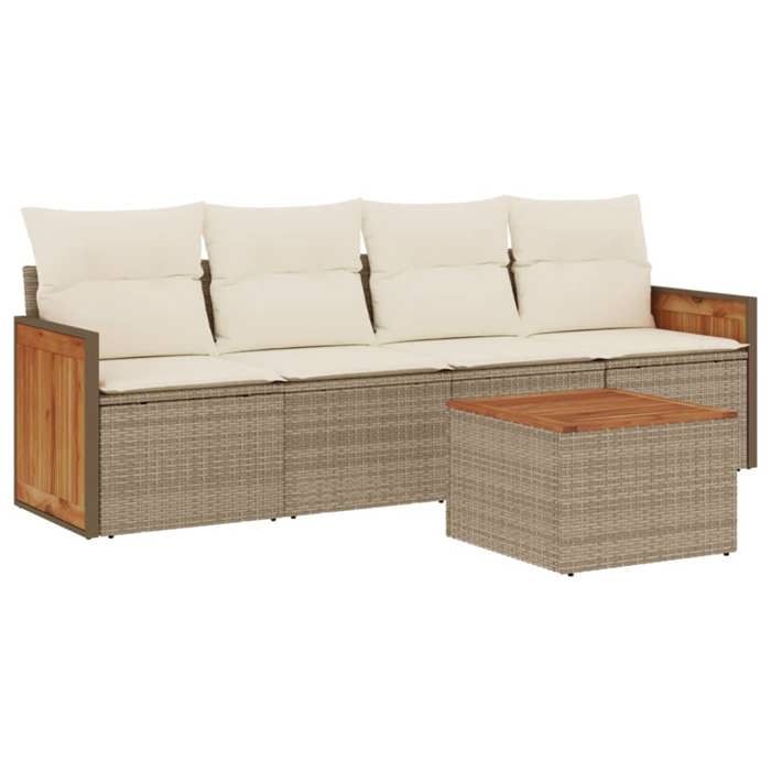VidaXL Garden Lounge Set with Cushions 5 Pcs, Patio Sofas, Furniture Set, Outdoor Terrace Furniture, Beige 3259860