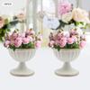 10Pcs Mini Flower Vases, 9.5cm Tall Small Table Centerpiece Decor, White Gold Metal Pots for Wedding Party Farmhouse Decorations