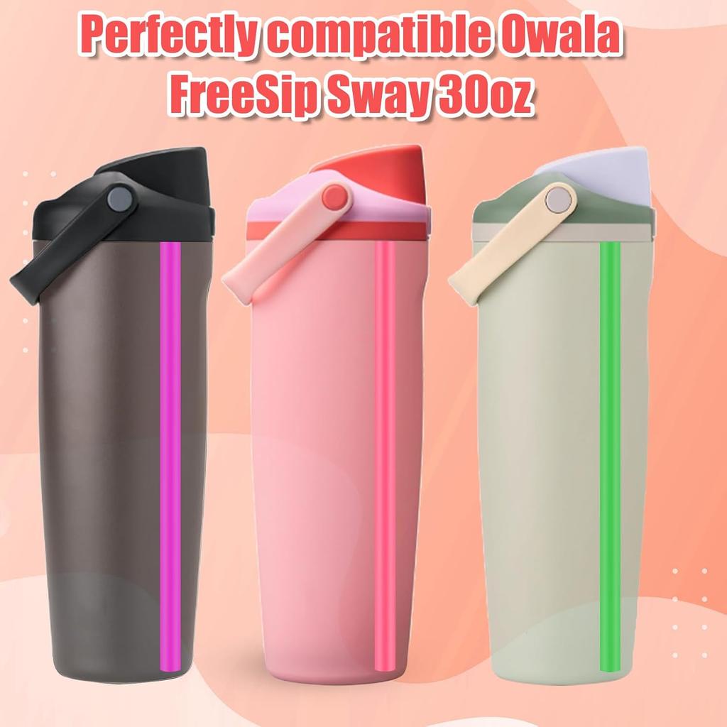 6pcs Straw Replacements for Owala FreeSip Sway 30oz, Plastic Straws Reble with Cleaning Brush Tumbler Cup Accessories Parts Compatible with Owala