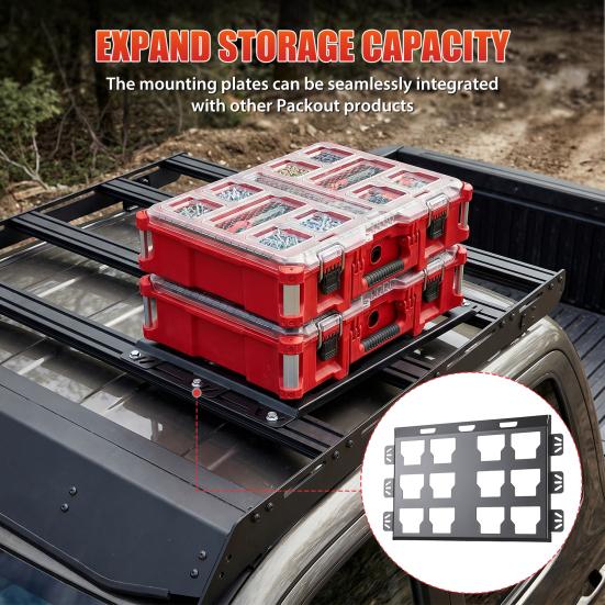 Mounting Plates for Milwaukee Toolboxes 2Pcs Packout 48-22-8486, Metal Base Toolboxes, 100 Plate Toolbox Lbs Load Capacity, Compatible with