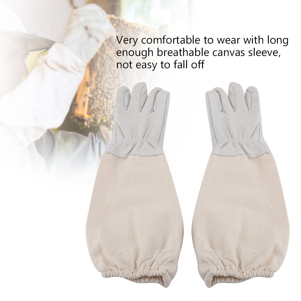 Beekeeping Protective Gloves with Long Canvas Sleeve Beginners Beekeepers Working Tool (XXL)