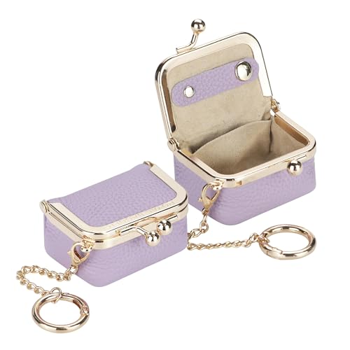 Royal Bagger Genuine Leather Mini Jewelry Box Women's Coin Purse Solid Color Kiss Lock Change Pouch Casual Style Small Storage Bag for Women 1894