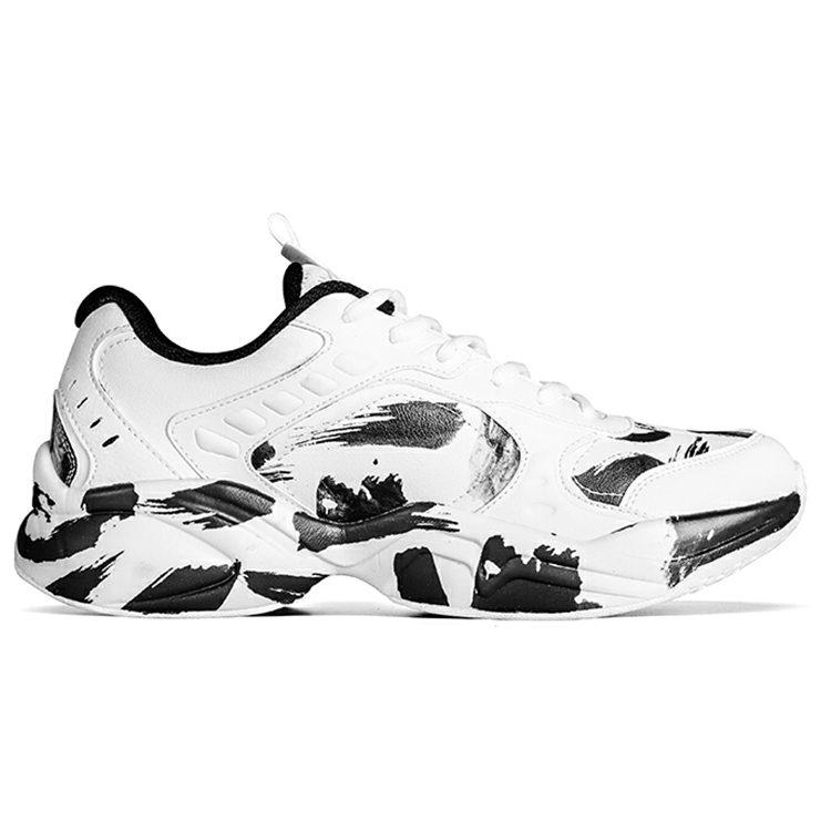 Anta Ink Wash Cushioning Slip Resistant Abrasion Resistant Breathable Low top Running Shoes Men's White Black 112047760-4