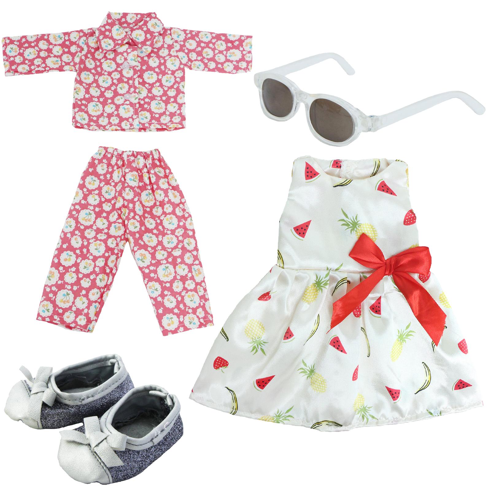 

18-дюймовый кукольный игровой набор, шелковое платье + пижама с цветами + солнцезащитные очки + обувь, одежда для куклы 45 см, аксессуары для девочек, подарок на день рождения, игрушка