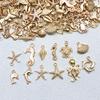 100pcs Goldenen Marine Life Charms Alloy Starfish, Shell,Octopus,Fishtail Pendants for DIY Bracelet Necklace  Making Accessories