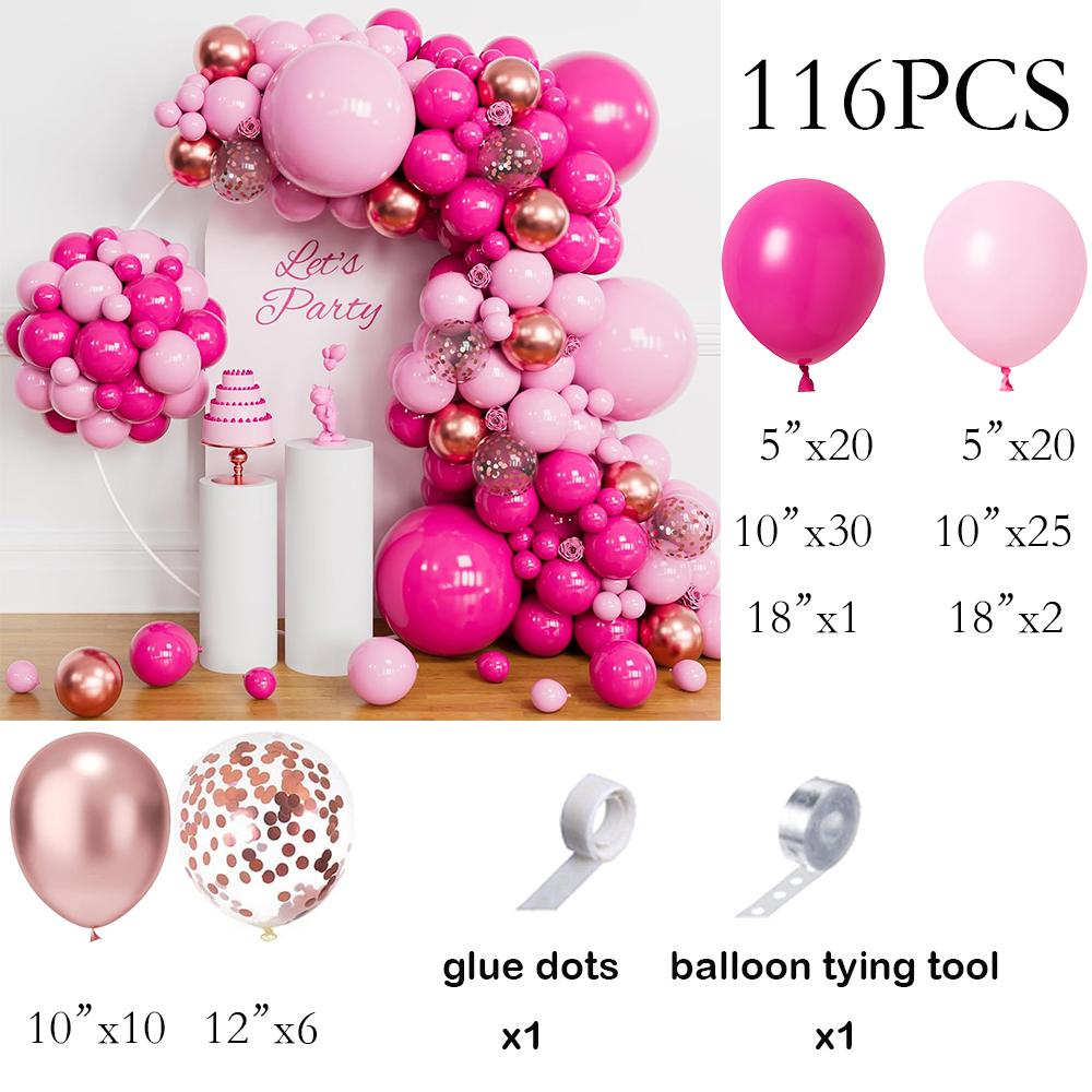 

Hot Pink Balloons Garland Pink Rose Gold Confetti Balloon Arch Kit Baby Shower Kid Birthday Party Wedding Anniversary Decoration AS Picture