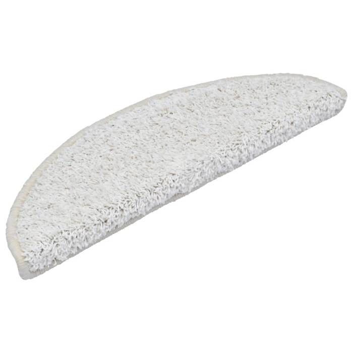VidaXL Tapis d'escalier 15 pièces 56 x 17 x 3 cm Blanc Demi-rond 133898