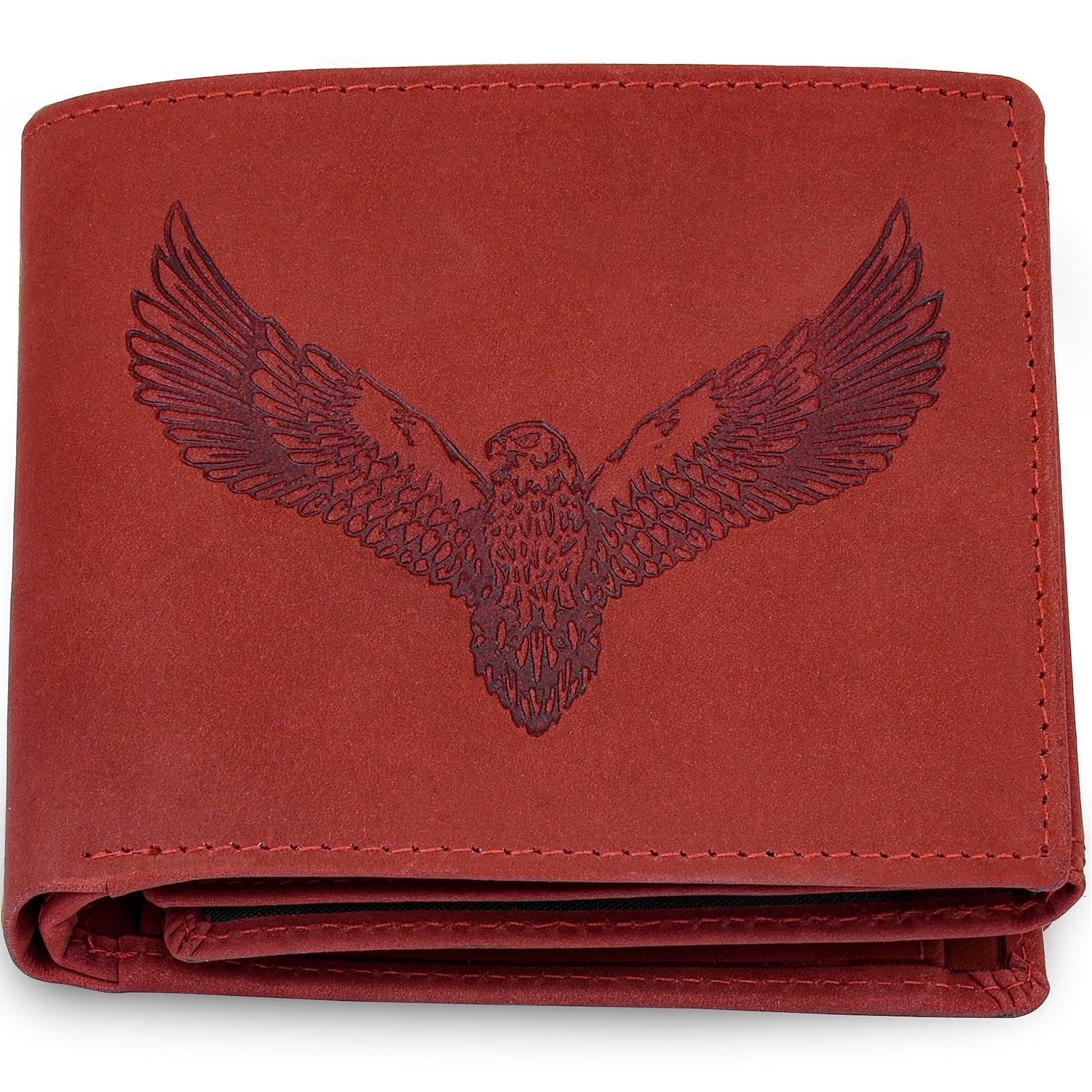 Мужской кожаный кошелек Zeus Vintage красного цвета — фото 3