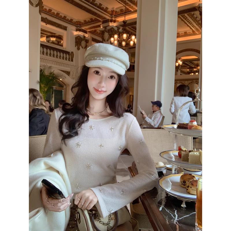 Women s Beaded Knitted Long Sleeve Top M