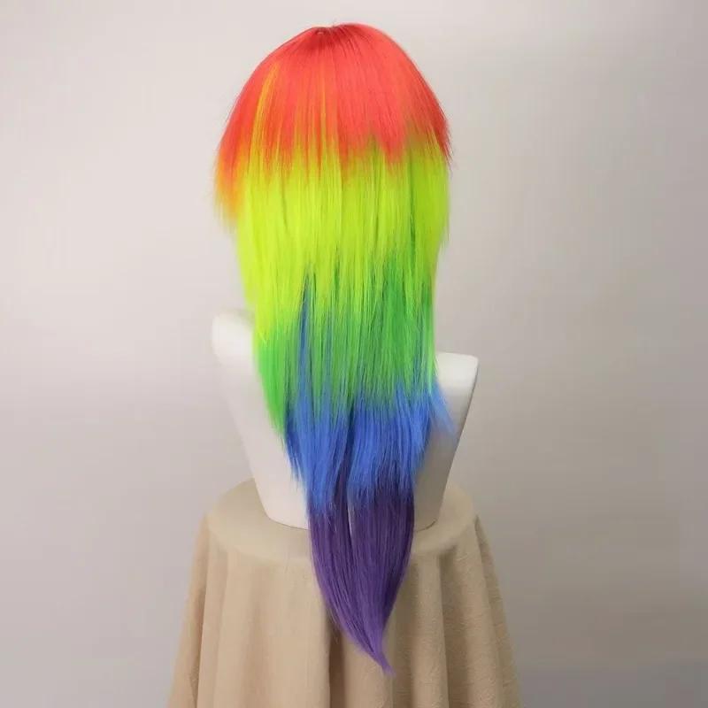 Anime Pony Friends Rainbow Dash Cosplay Wig Ombre Colorful Synthetic Long Straight Wig Cute Girl The Pony Cartoon Coser Wig