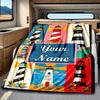 Lighthouse Scenery Blanket Personalized Name Soft Comfortable Stylish Blanket Car Blanket Perfect For Travel Camping Outdoor Home Suitable For All