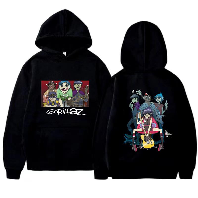 Unisex Vintage Y2K Clothing Music Band Gorillaz PUNK ROCK Men's Fashion Printed Hoodie Sweatshirt Harajuku Men Hoodie Clothing