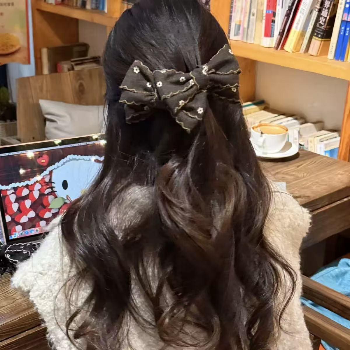 High-End Korean Style Plush Bow Hair Clip for Autumn & Winter