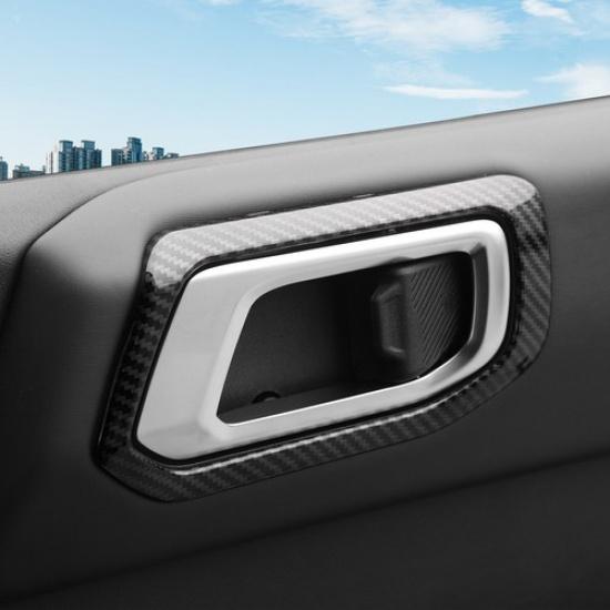Interior Door Handle Bowl Cover Trims Bezels for Ford Bronco + Carbon Fiber