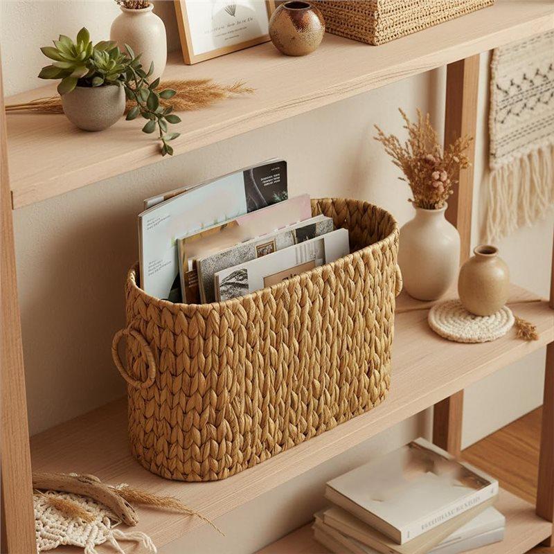 Handmade Woven Storage Basket, Simple Desktop Snack Storage Basket, 2 Pcs Straw Woven Storage Basket