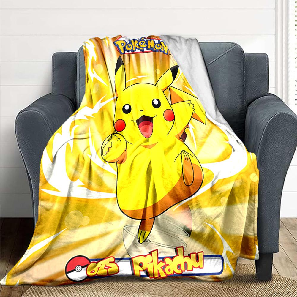 1pc Pikachu Electric Flannel Blanket, Soft Skin Friendly with Digital Printing, Various Sizes Available for Family, Friends, Birthday