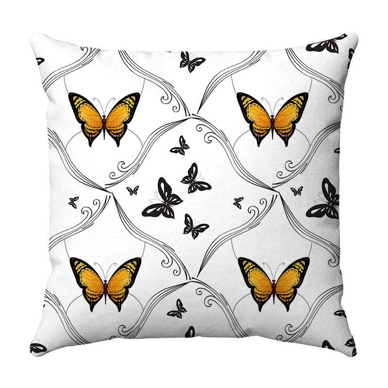Seamless Watercolor Butterfly Digital Printing Short Plush Pillow Covers for Car Sofa Office Cushion Cover Home Goods 60x60cm