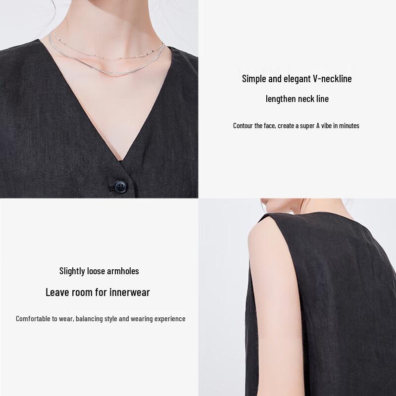 Navigare Women's Linen Blend Layered Suit Vest