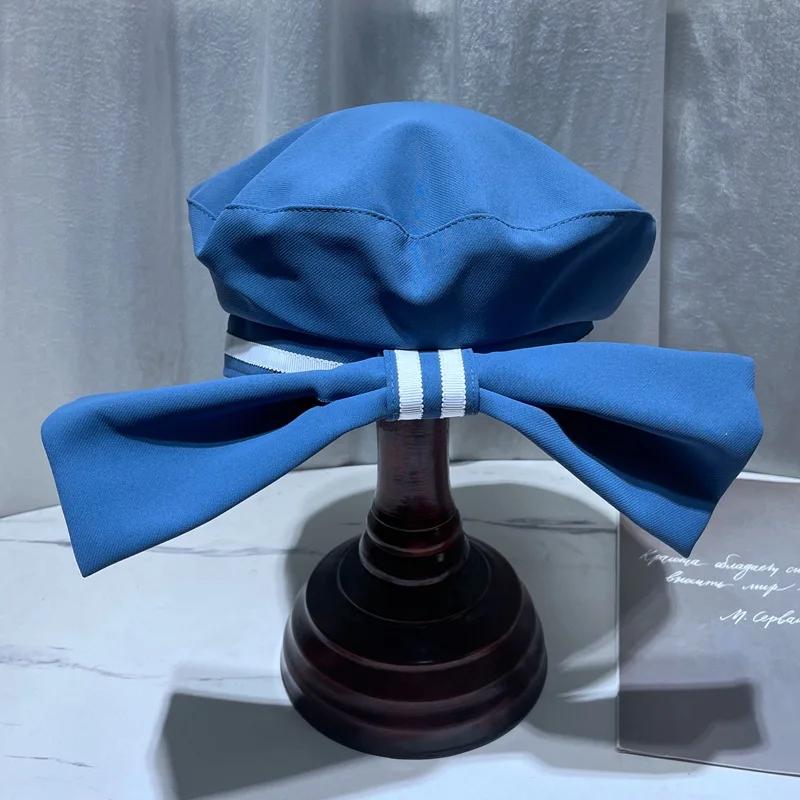 Japanese Sweet Cute Bow Beret Female Summer Sunshade Sailor Hat Student Retro College Style Painter Hat