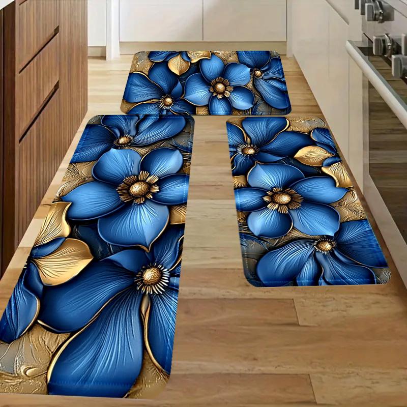 1 szt. Antyzmęczeniowe dywaniki kuchenne z nadrukiem kwiatowym, wodoodporne, antypoślizgowe, grube, wyściełane, wytrzymałe, wygodne, stojące dywaniki kuchenne