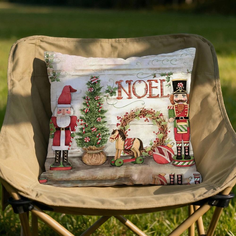 

Christmas Red Candle Cushion Cover Soft Reversible Durable Pillow Cover MultiScene Use for Home Car Daily Comfort 30x30cm