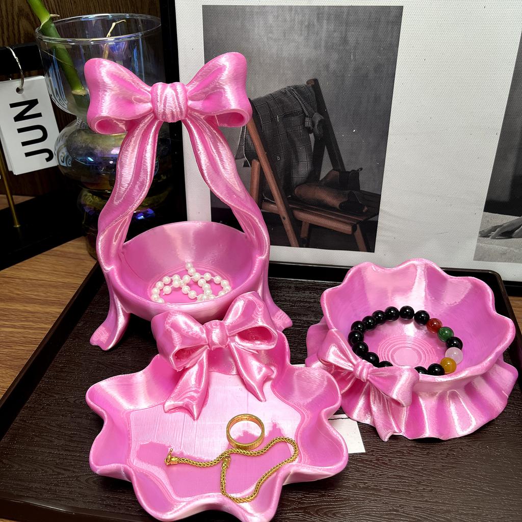Cute Bowknot Shaped Jewelry Organizer Home Desktop Storage Tray Decor Display Holder for Ring Earrings Living Room Bedroom Decor