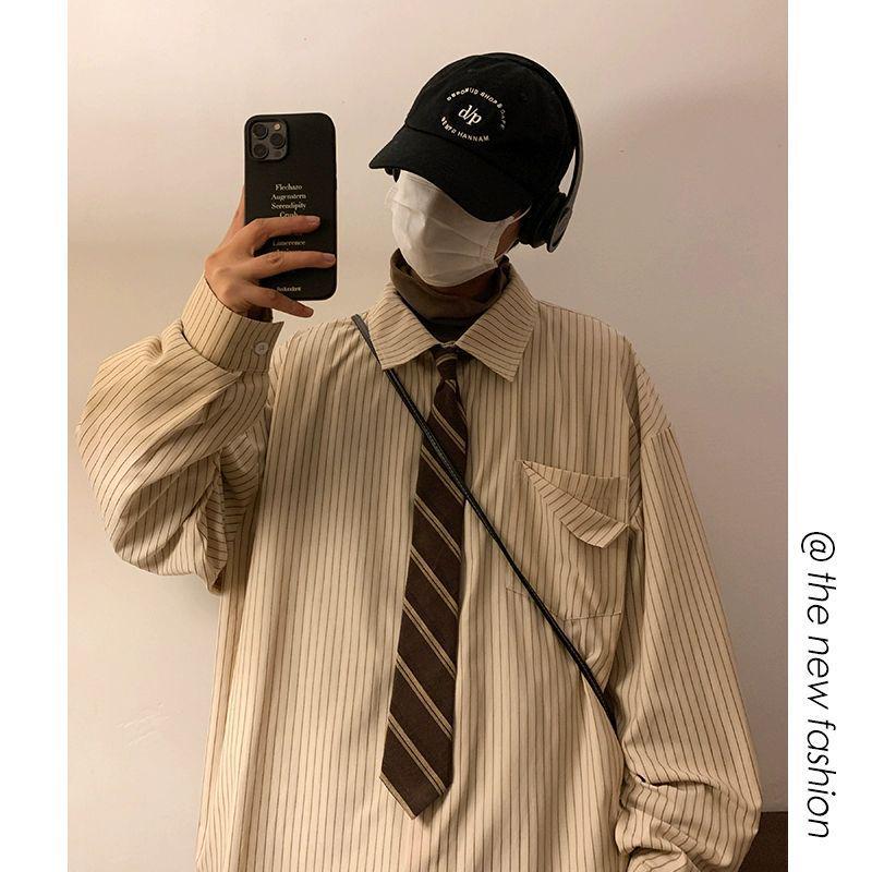 

Мужская куртка-рубашка цвета хаки в полоску 2024 года — стиль японского ретро-городского парня Double Extra Large хаки