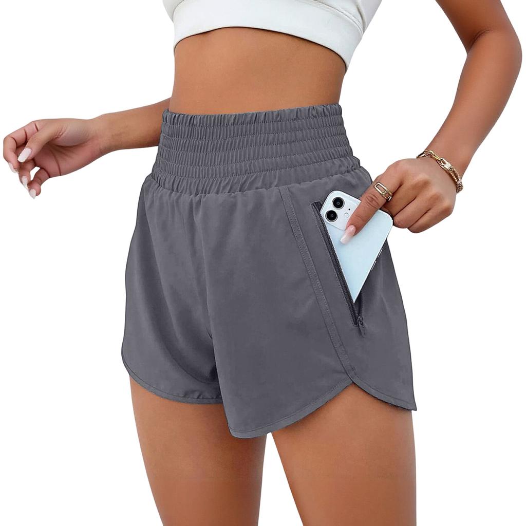 Women's Fashion High Waist Sports Running Yoga Belt Lined Adult Casual Shorts