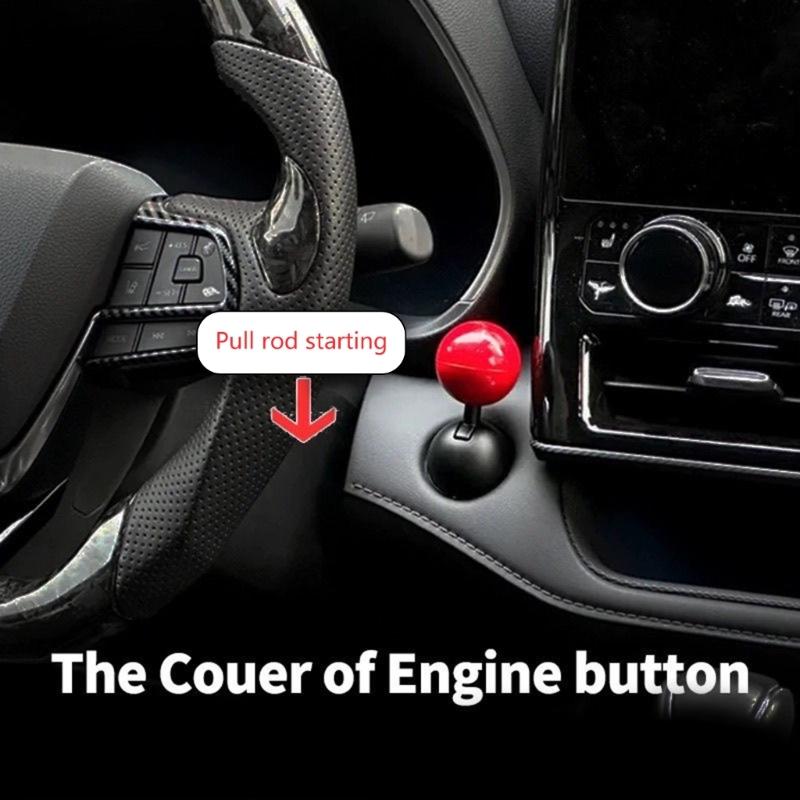 Push Start Button Cover Car Engine Start Stop Button Cover Pull Down Rod Push to Start Button Cover Ignition Decors