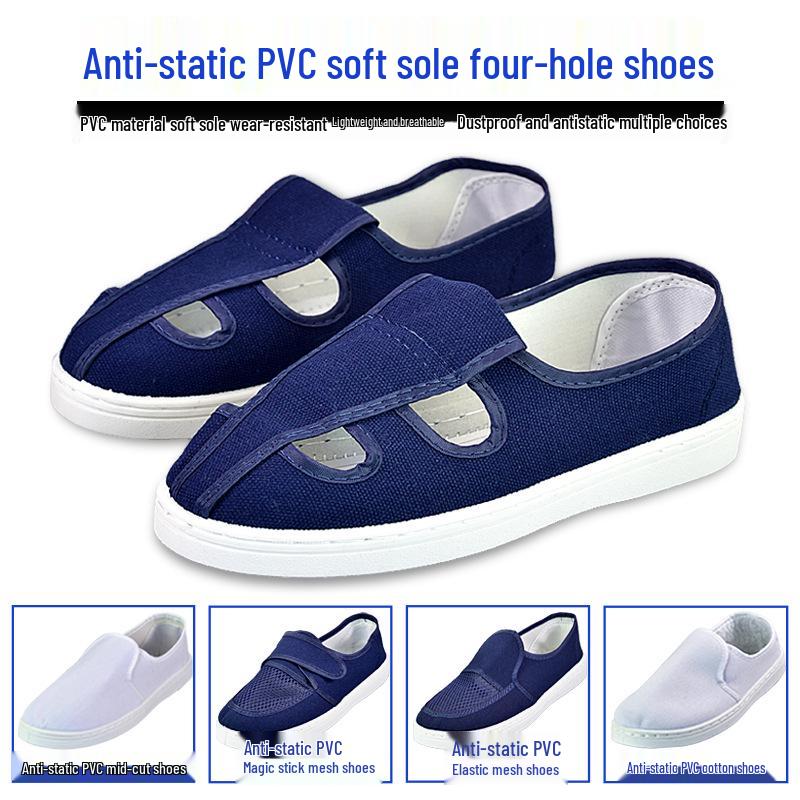 Breathable Blue Anti-static Work Shoes with Soft PU Sole and Medium Towel Lining