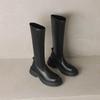 Krazing Pot Microfiber Autumn Winter Shoes Thick Bottom Platform Size 43 Long Boots Zipper Punk Style Thigh High Boots