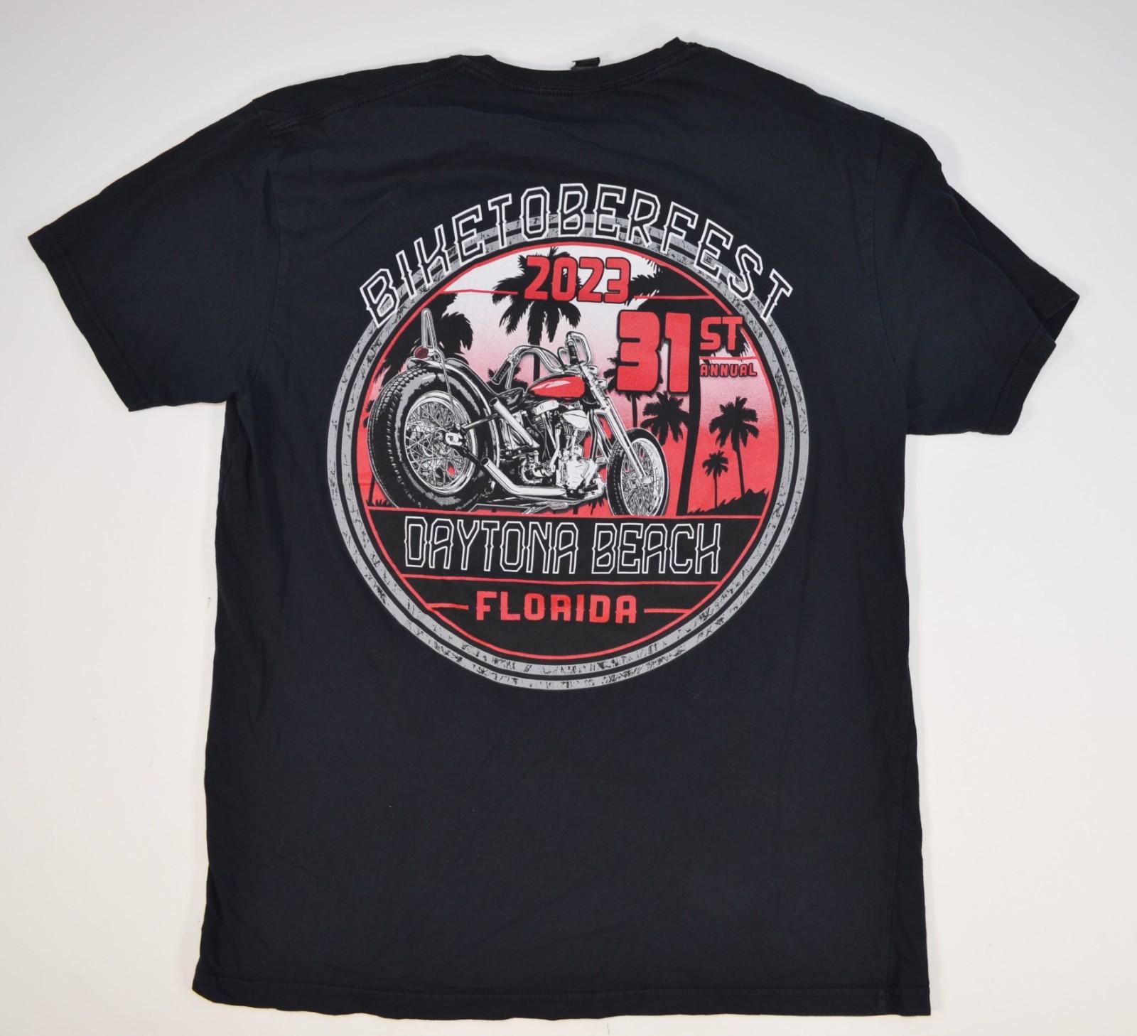 Biketoberfest 2023 Black Motorcycle Shirt Large Daytona Beach Florida Unisex T-Shirt XL