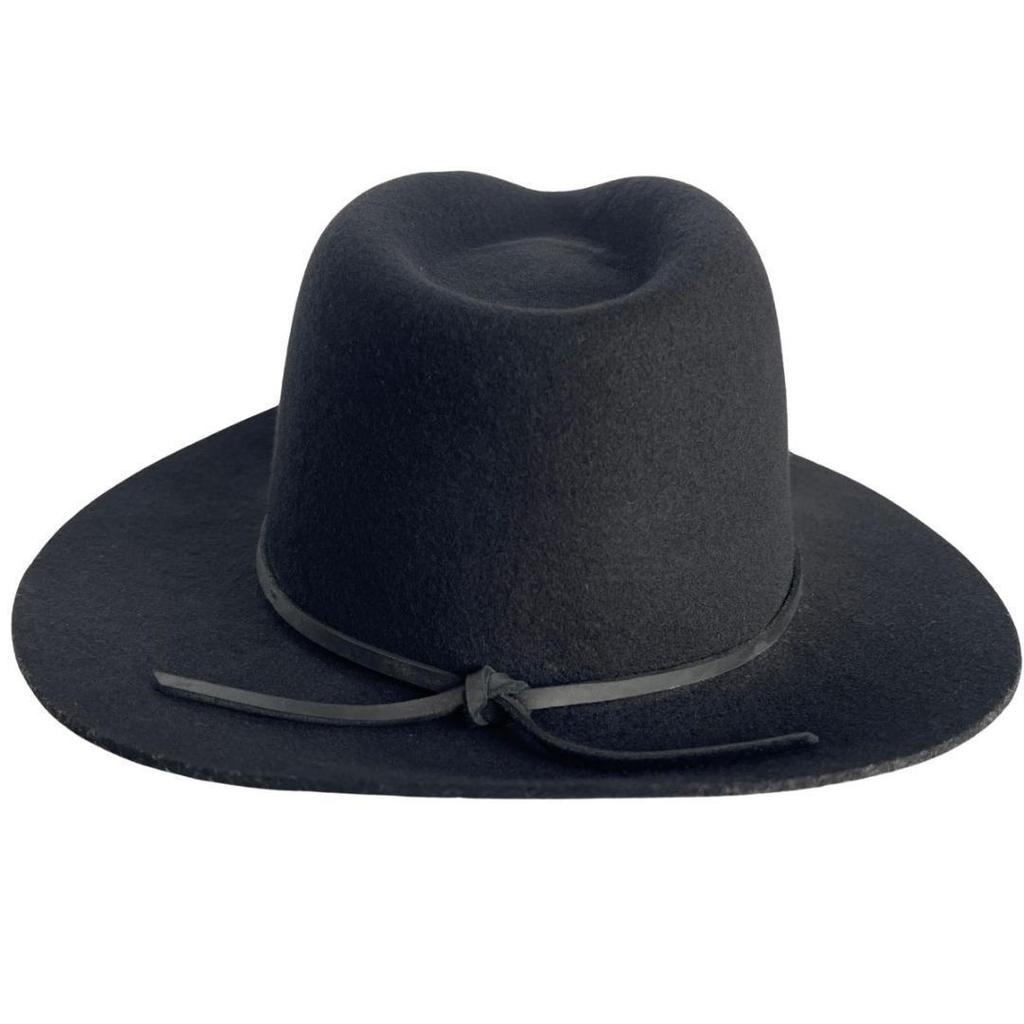 Used Brixton Black Wool Fedora Hat Centerfold Hat S