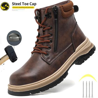 Bottes de sécurité imperméables pour hommes Indestructibles à embout d'acier Chaussures de travail Anti-écrasement Résistantes aux perforations Chaussures de sécurité à embout d'acier